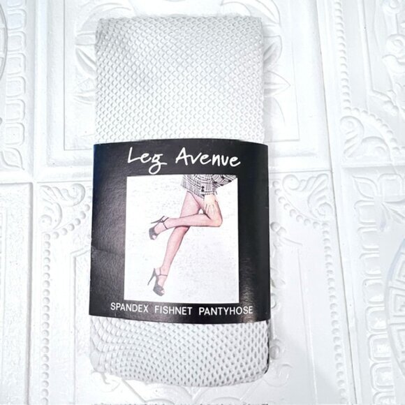 Leg Avenue Spandex Fishnet Pantyhose Style 9013 WHITE OS Wedding Formal Sexy NEW - Picture 1 of 2